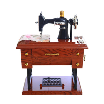 Mini Plastic Vintage Music Box Sewing Machine Style Mechanical Birthday Gift Table Decor-garmade.com