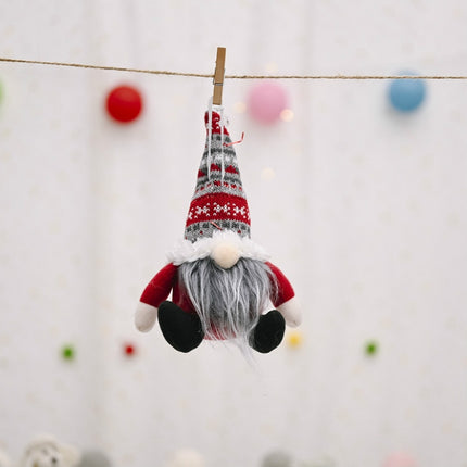 Christmas Celebration Decoration Supplies Knitted Hat Spherical Forest Old Man Pendant(Red)-garmade.com