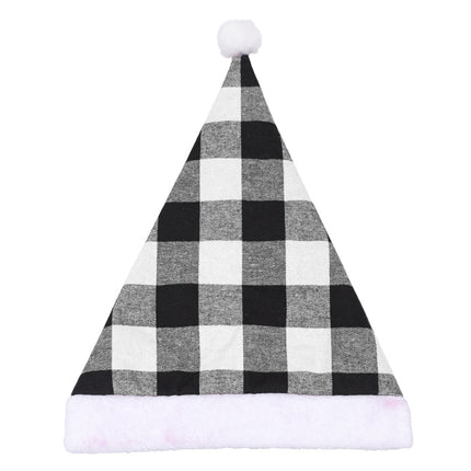 Plaid Christmas Hat Christmas Decoration Adult Hat(Grey Plaid)-garmade.com