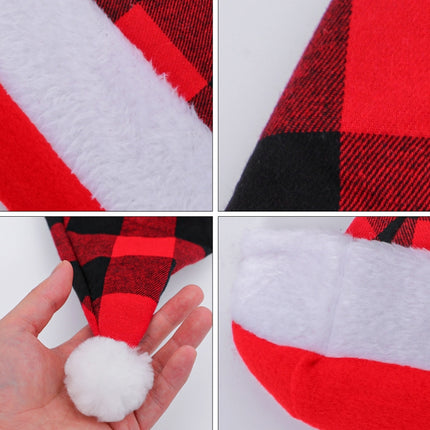 Plaid Christmas Hat Christmas Decoration Adult Hat(Grey Plaid)-garmade.com