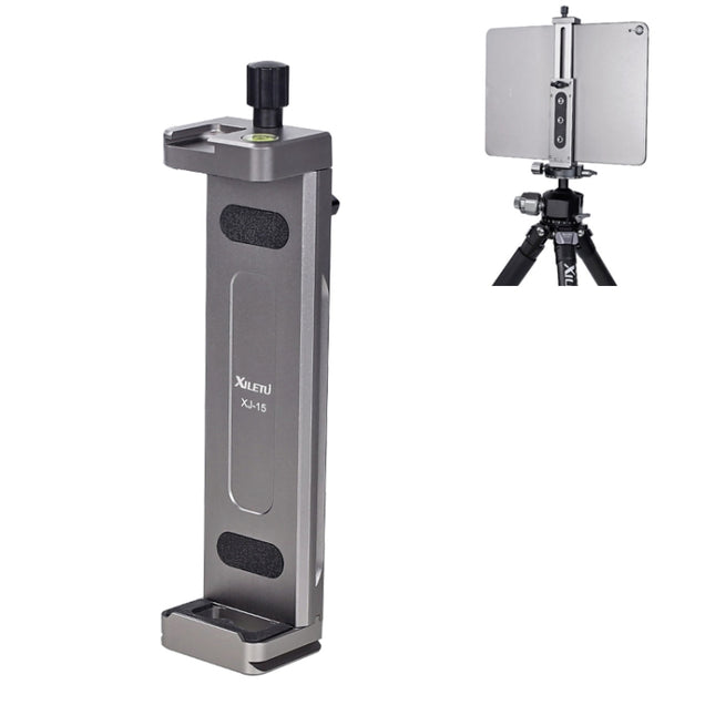 Xiletu Xj15 Live Broadcast Desktop Full Metal Tripod Mount Tablet Pc Phone Clamp With 1/4 Inch Screw Holes & Cold Shoe Base(Silver Grey)-garmade.com