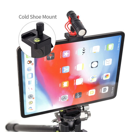 Xiletu Xj15 Live Broadcast Desktop Full Metal Tripod Mount Tablet Pc Phone Clamp With 1/4 Inch Screw Holes & Cold Shoe Base(Black)-garmade.com