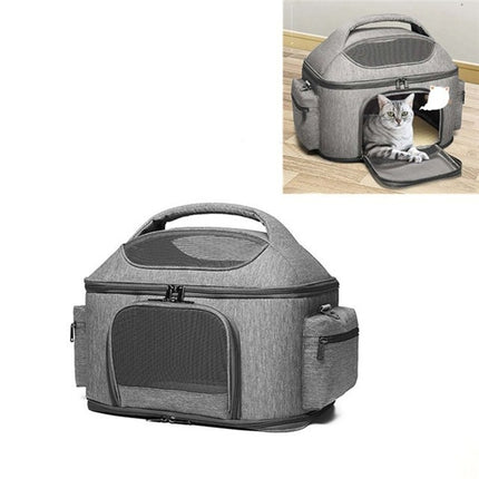 Portable Pet Bag for Outing Cats and Dogs Collapsible Pet Shoulder Bag Pet Backpack(Light Gray)-garmade.com