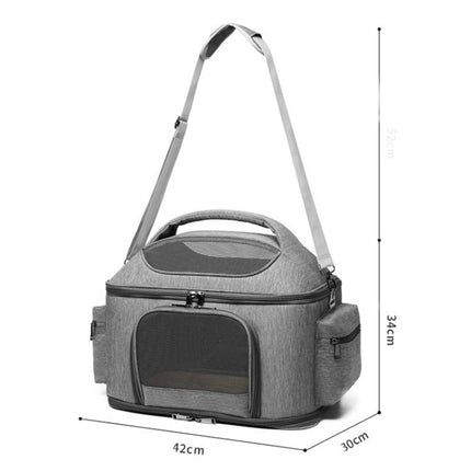 Portable Pet Bag for Outing Cats and Dogs Collapsible Pet Shoulder Bag Pet Backpack(Light Gray)-garmade.com