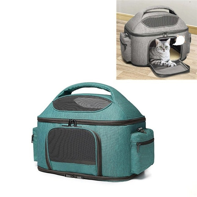 Portable Pet Bag for Outing Cats and Dogs Collapsible Pet Shoulder Bag Pet Backpack(Light Green)-garmade.com