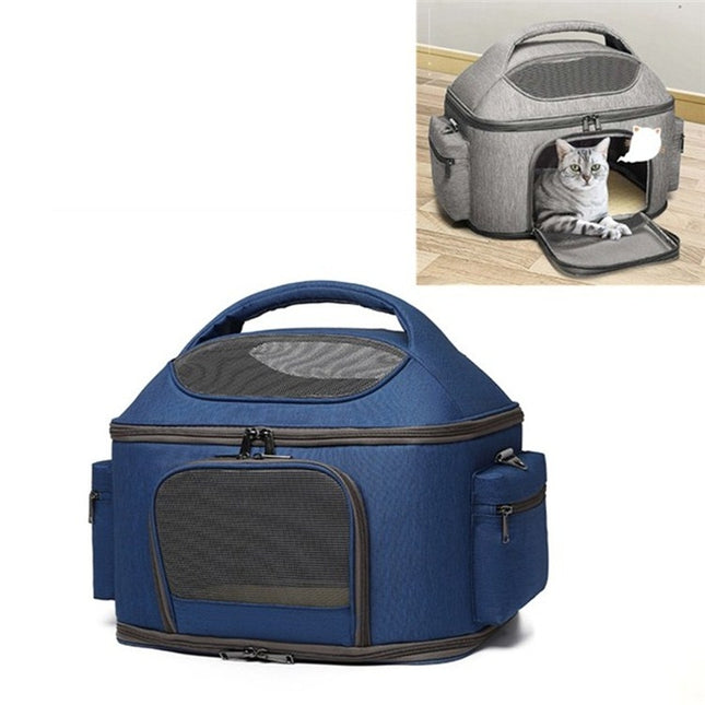 Portable Pet Bag for Outing Cats and Dogs Collapsible Pet Shoulder Bag Pet Backpack(Blue)-garmade.com