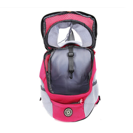 Outdoor Pet Dog Carrier Bag Front Bag Double Shoulder Portable Travel Backpack Mesh Backpack Head, Size:S(Rose Red)-garmade.com