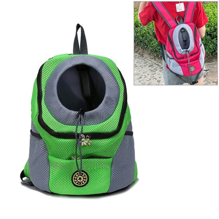 Outdoor Pet Dog Carrier Bag Front Bag Double Shoulder Portable Travel Backpack Mesh Backpack Head, Size:L(Green)-garmade.com