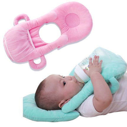 Infant Baby Bottle Rack Free Hand Bottle Holder Cotton Baby Milk Bottle Feeding Learning Nursing Pillow Cushion(Blue)-garmade.com