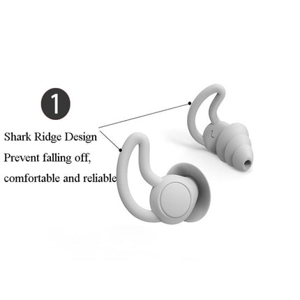 4 PCS / 2 Pair Shark Fin Nnti-falling and Noise-reducing Earplugs Anti-Noise Earplugs For Sleeping Dormitory Noise Cancelling And Noise Prevention Earplugs(Gray (2 Layers))-garmade.com