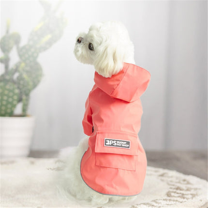 Dog Raincoat Hooded Four-Legged Clothes Waterproof All-Inclusive Small Dog Pet Raincoat, Size: S(Pink)-garmade.com