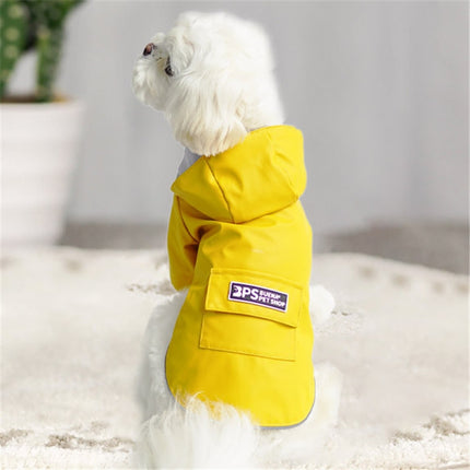Dog Raincoat Hooded Four-Legged Clothes Waterproof All-Inclusive Small Dog Pet Raincoat, Size: M(Yellow)-garmade.com