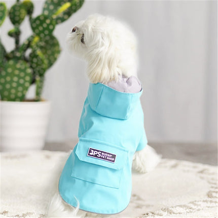 Dog Raincoat Hooded Four-Legged Clothes Waterproof All-Inclusive Small Dog Pet Raincoat, Size: M(Lake Blue)-garmade.com