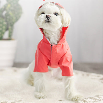 Dog Raincoat Hooded Four-Legged Clothes Waterproof All-Inclusive Small Dog Pet Raincoat, Size: L(Pink)-garmade.com