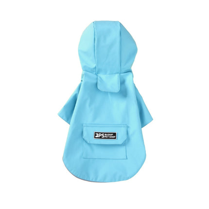 Dog Raincoat Hooded Four-Legged Clothes Waterproof All-Inclusive Small Dog Pet Raincoat, Size: XL(Lake Blue)-garmade.com