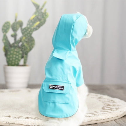 Dog Raincoat Hooded Four-Legged Clothes Waterproof All-Inclusive Small Dog Pet Raincoat, Size: XL(Lake Blue)-garmade.com