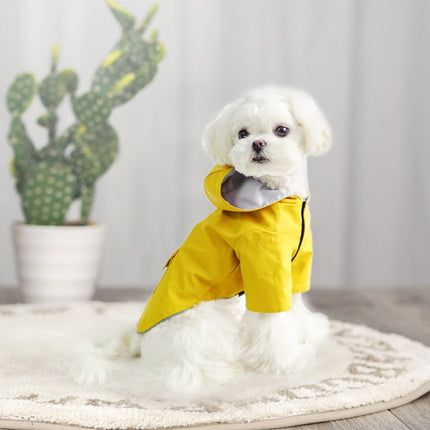 Dog Raincoat Hooded Four-Legged Clothes Waterproof All-Inclusive Small Dog Pet Raincoat, Size: XXL(Yellow)-garmade.com