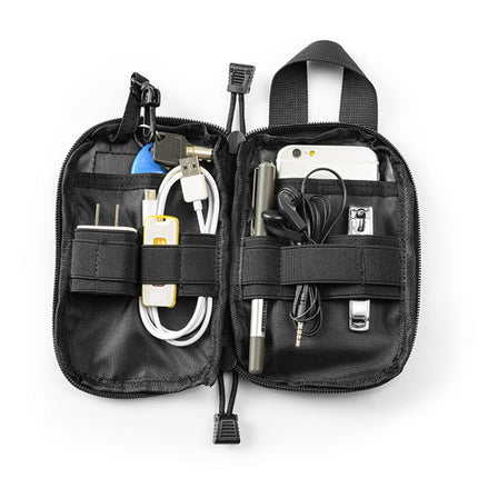 1000D Nylon Bag Outdoor Waist Fanny Pack Mobile Phone Key Mini Tools Waterproof Sport Pouch(Black)-garmade.com