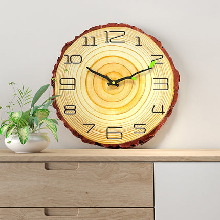 12 Inches Wood Grain Annual Ring Quartz Silent Clock Wall Clock, Style:MW012-12 (28x30 cm)-garmade.com