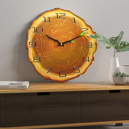 12 Inches Wood Grain Annual Ring Quartz Silent Clock Wall Clock, Style:MW013-12(28x30 cm)-garmade.com