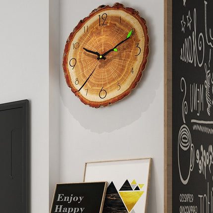 12 Inches Wood Grain Annual Ring Quartz Silent Clock Wall Clock, Style:MW020-12 (28x30 cm)-garmade.com