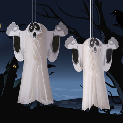 Halloween Atmosphere Decoration Ghost Pendant Outdoor Indoor Ghost Festival Dress Up Ghost Pendant, Size: Small(White)-garmade.com