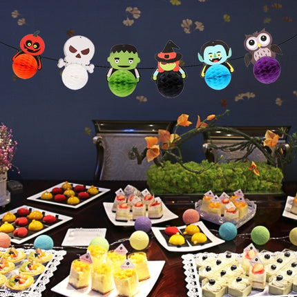 1set Halloween Hotel Shopping Mall Background Wall Atmosphere Decoration Honeycomb Ball Paper Flag-garmade.com
