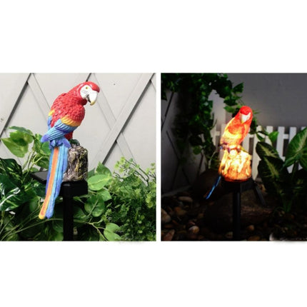 Solar Lawn Lamp Resin Craft Parrot Garden Courtyard Lamp(Red)-garmade.com