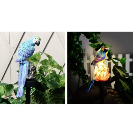 Solar Lawn Lamp Resin Craft Parrot Garden Courtyard Lamp(Blue)-garmade.com