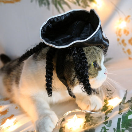 Pet Supplies Halloween Pirate Hat Cat And Dog Wig White Pirate Hat, Size: One Size-garmade.com