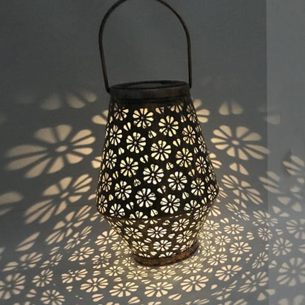 Outdoor Solar Wrought Iron Lantern Garden Decoration Light LED Pendant Lamp-garmade.com