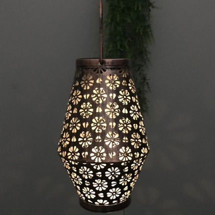 Outdoor Solar Wrought Iron Lantern Garden Decoration Light LED Pendant Lamp-garmade.com