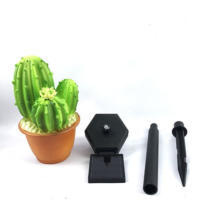 Solar Outdoor Simulation Potted Plants Landscape Lamp LED Courtyard Lawn Light(Three Head Cactus)-garmade.com