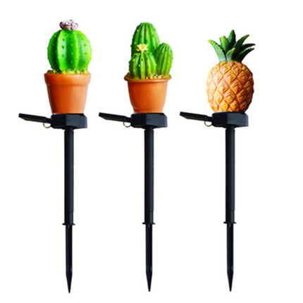 Solar Outdoor Simulation Potted Plants Landscape Lamp LED Courtyard Lawn Light(Three Head Cactus)-garmade.com