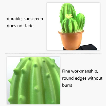 Solar Outdoor Simulation Potted Plants Landscape Lamp LED Courtyard Lawn Light(Three Head Cactus)-garmade.com