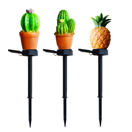 Solar Outdoor Simulation Potted Plants Landscape Lamp LED Courtyard Lawn Light(Single Head Cactus)-garmade.com