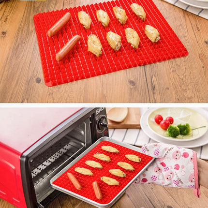 2 PCS Silicone Multifunctional Bbq Pizza Mat Multifunctional Placemat Grill Mat Microwave Baking Mat(Red)-garmade.com