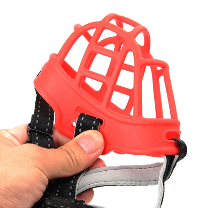 Mesh Breathable Silicone Anti-bite and Anti-call Pet Muzzle, Specification: Number 1(Red)-garmade.com