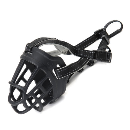 Mesh Breathable Silicone Anti-bite and Anti-call Pet Muzzle, Specification: Number 1(Black)-garmade.com