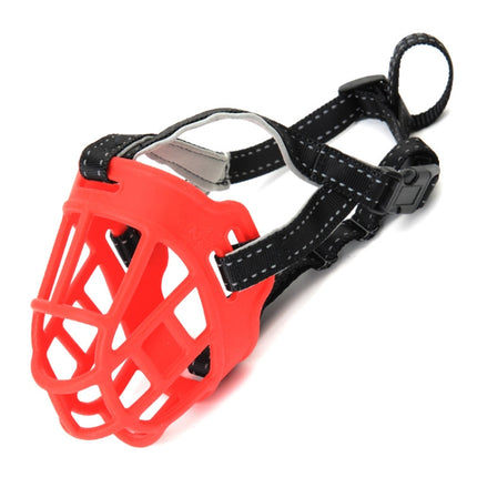 Mesh Breathable Silicone Anti-bite and Anti-call Pet Muzzle, Specification: Number 4(Red)-garmade.com