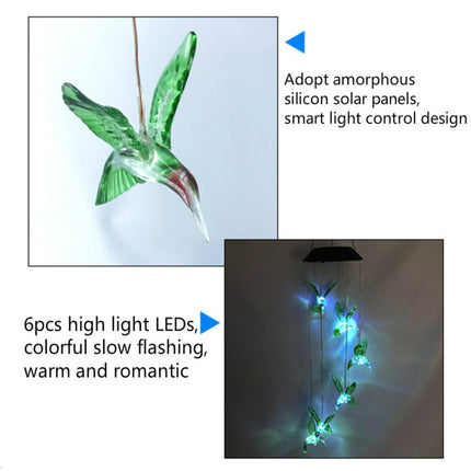 Outdoor Solar Wind Chime Lamp Courtyard Garden Decoration Led Landscape Lamp Ornaments, Style:Color Hummingbird-garmade.com