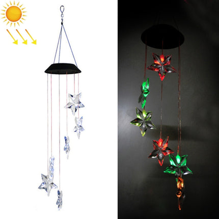 Outdoor Solar Wind Chime Lamp Courtyard Garden Decoration Led Landscape Lamp Ornaments, Style:Pentagram-garmade.com