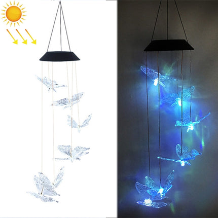 Outdoor Solar Wind Chime Lamp Courtyard Garden Decoration Led Landscape Lamp Ornaments, Style:Transparent Butterfly-garmade.com