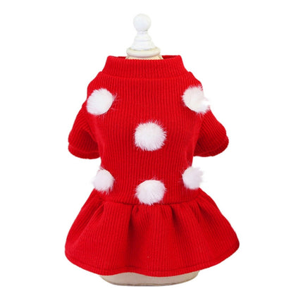 Pet Dog Skirt Pomeranian Bichon Wool Skirt Dog Warm Skirt, Size: S(Red)-garmade.com