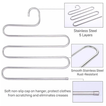 5 Layers S Shape Multi-Functional Clothes Hangers Pants Storage Hangers-garmade.com