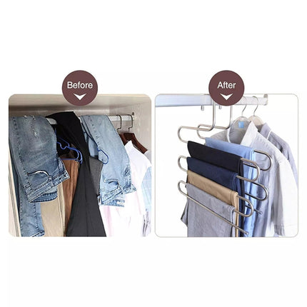 5 Layers S Shape Multi-Functional Clothes Hangers Pants Storage Hangers-garmade.com