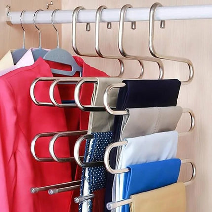 5 Layers S Shape Multi-Functional Clothes Hangers Pants Storage Hangers-garmade.com