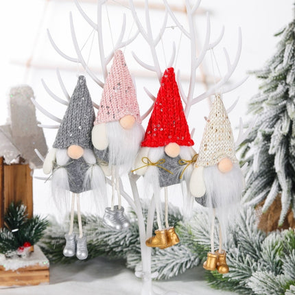Christmas Celebration Decorations Sequins Faceless Doll Hanging Pendant(Grey)-garmade.com
