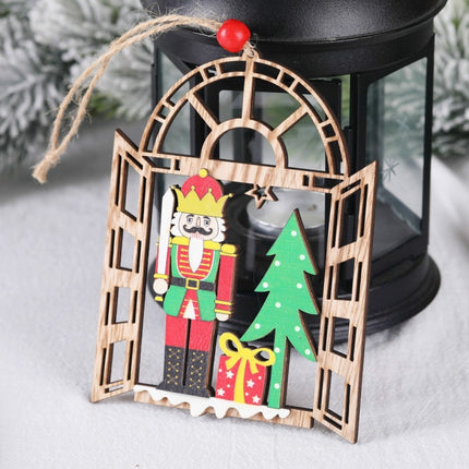 Christmas Decorations Walnut Soldiers Wooden Shopping Mall Hotel Window Scene Decoration Christmas Tree Pendant(A)-garmade.com