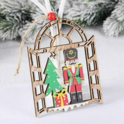 Christmas Decorations Walnut Soldiers Wooden Shopping Mall Hotel Window Scene Decoration Christmas Tree Pendant(B)-garmade.com